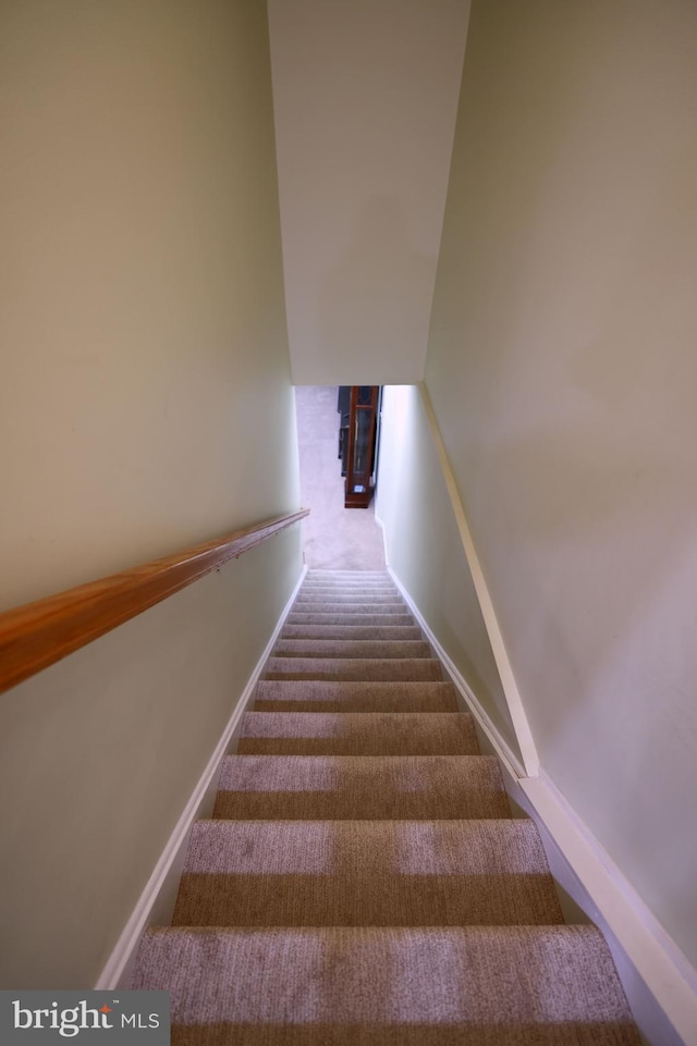 stairway with carpet floors