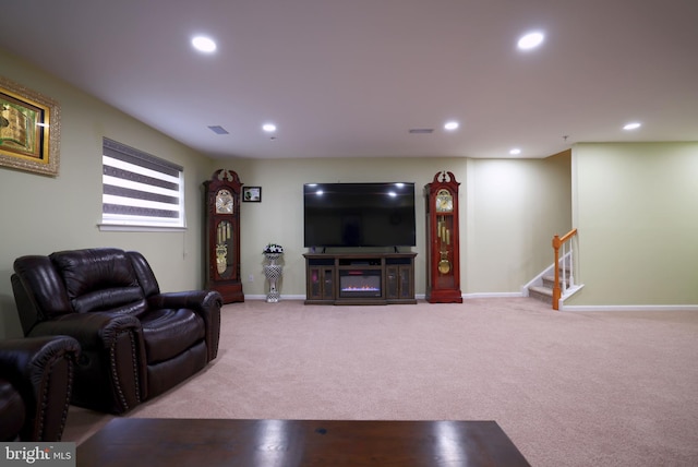 living room featuring carpet floors