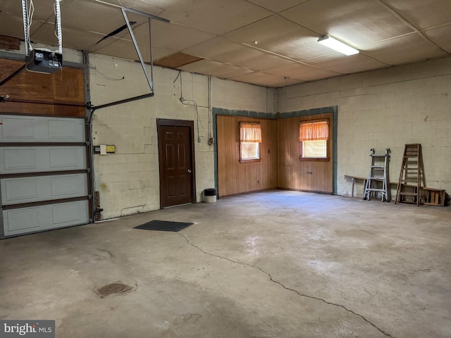 garage with a garage door opener