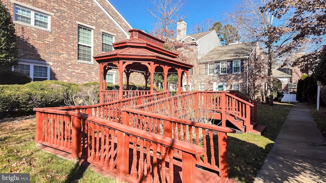 deck featuring a gazebo