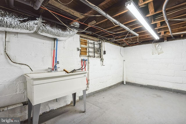 basement featuring sink