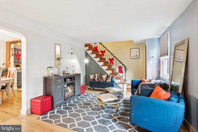 living room with wood-type flooring