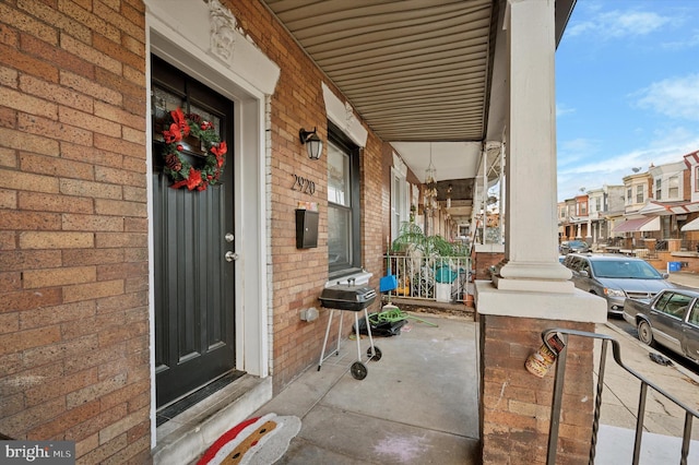 view of patio with a porch and grilling area