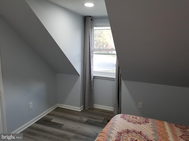 bedroom featuring dark hardwood / wood-style flooring