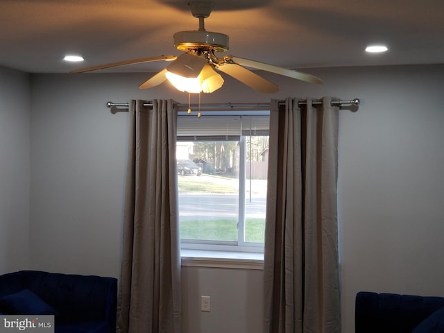 interior details with ceiling fan