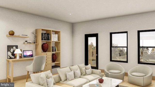 living room featuring light wood-type flooring