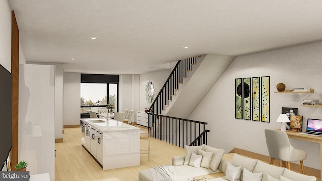 living room featuring light hardwood / wood-style flooring