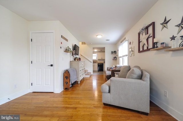 living room featuring light hardwood / wood-style floors