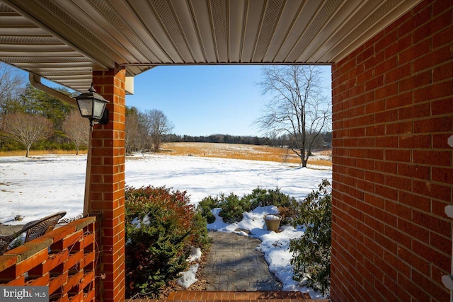 view of yard covered in snow