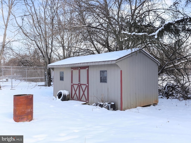 view of snow covered structure