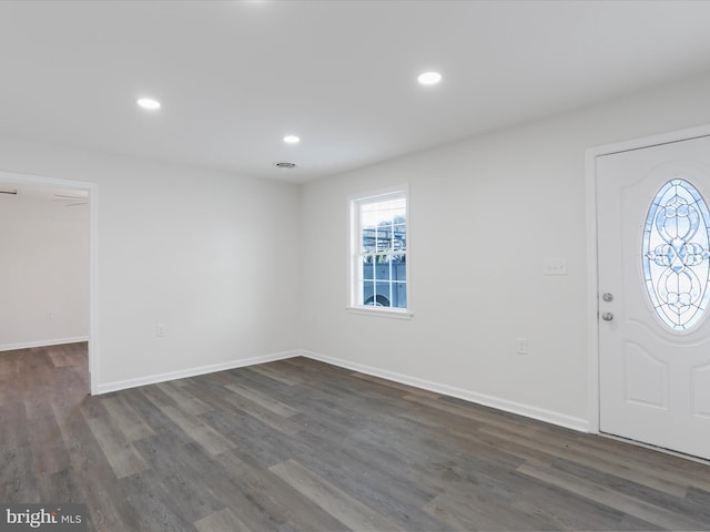 foyer entrance with dark hardwood / wood-style flooring