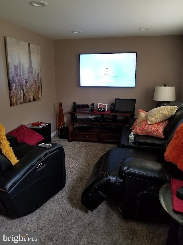 view of carpeted cinema room