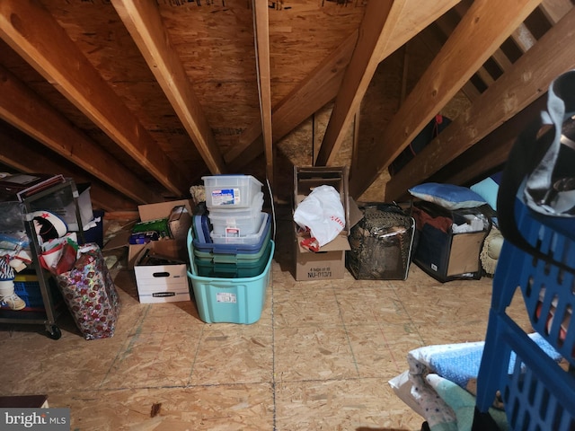 view of unfinished attic