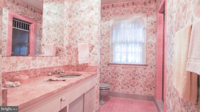 bathroom with vanity and toilet