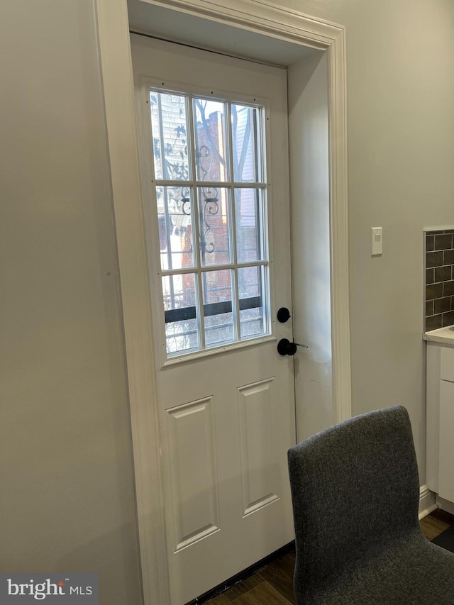 entryway featuring dark hardwood / wood-style floors