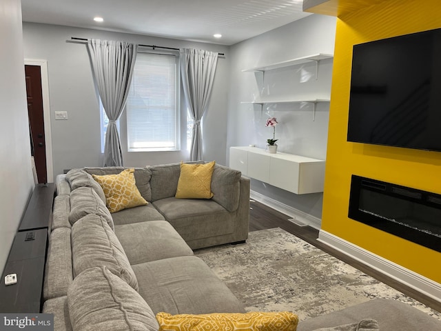 living room with hardwood / wood-style floors