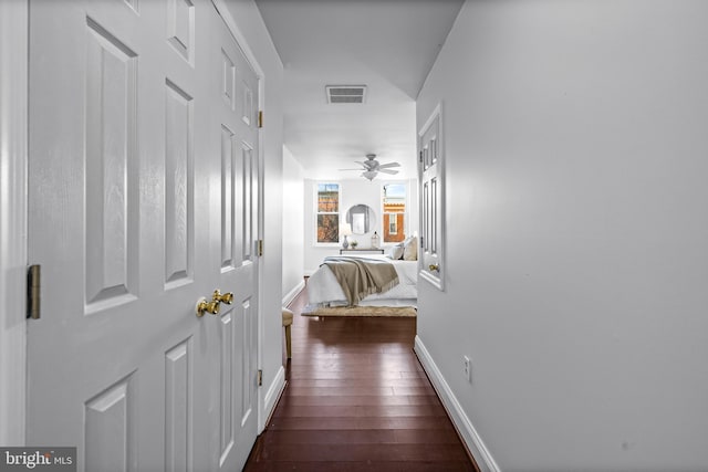 hall featuring dark hardwood / wood-style floors