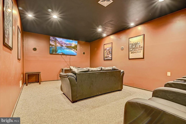 home theater with carpet