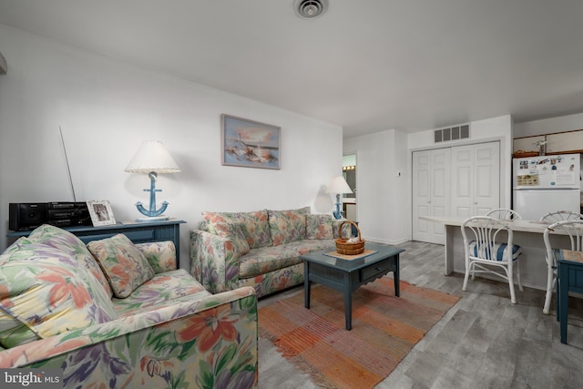 living room with light wood-type flooring