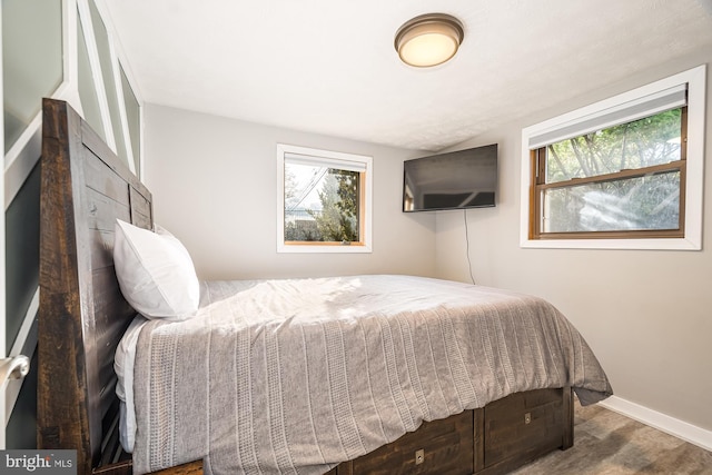 bedroom with multiple windows