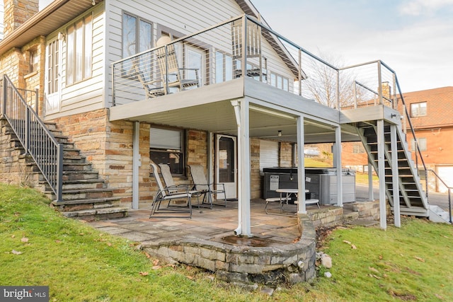 view of patio featuring a hot tub