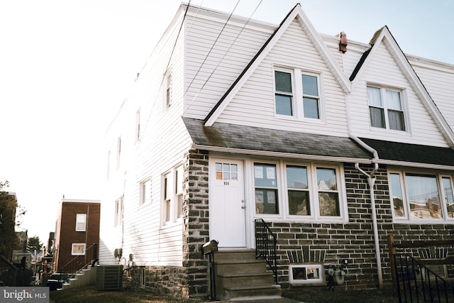 view of front of home with central AC