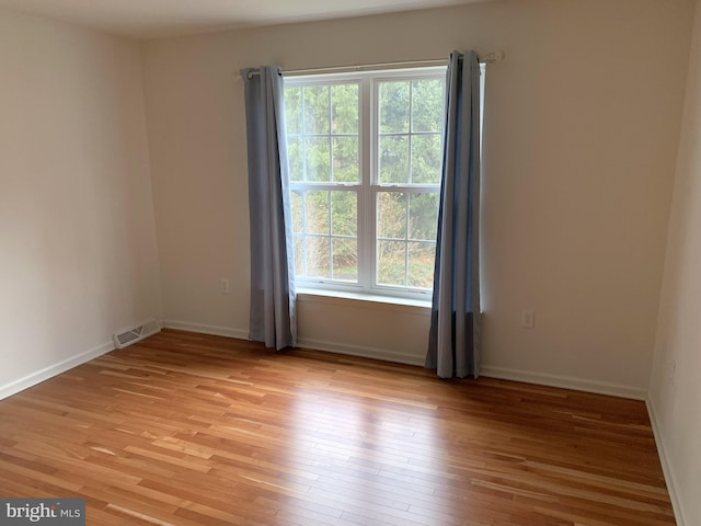 empty room featuring plenty of natural light and light hardwood / wood-style floors