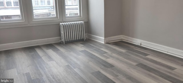 spare room with wood-type flooring and radiator