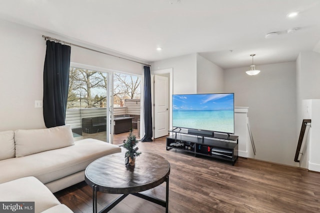 living room with hardwood / wood-style floors