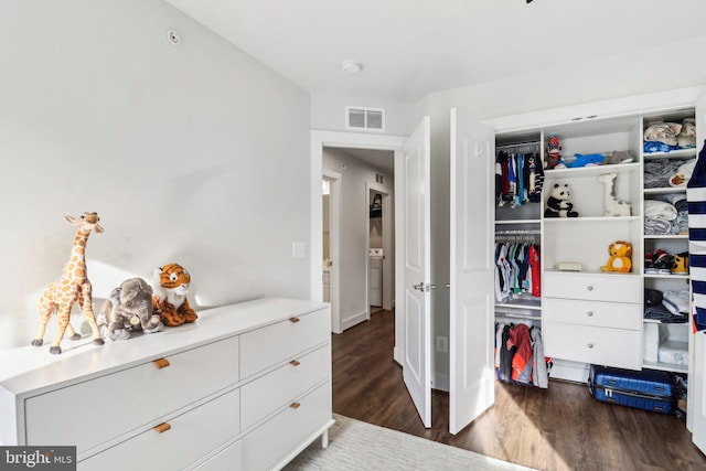 interior space with dark hardwood / wood-style flooring