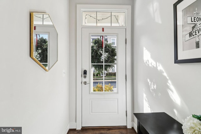 entryway with dark hardwood / wood-style floors