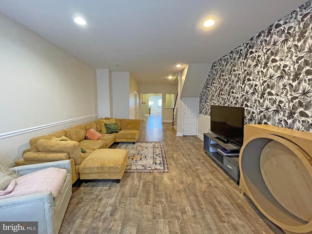 living room featuring wood-type flooring