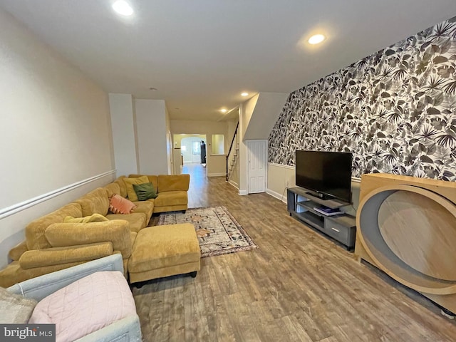 living room featuring hardwood / wood-style flooring