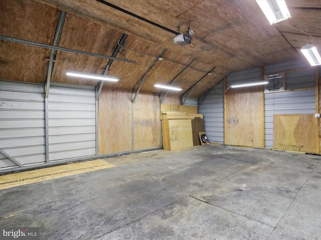 garage with a garage door opener