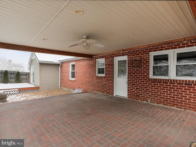 view of patio / terrace featuring ceiling fan