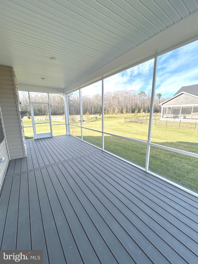 view of unfurnished sunroom