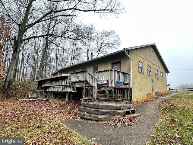 view of front of home with a deck