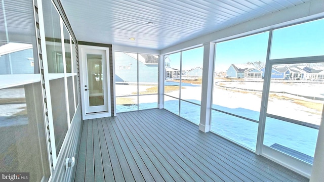 view of unfurnished sunroom