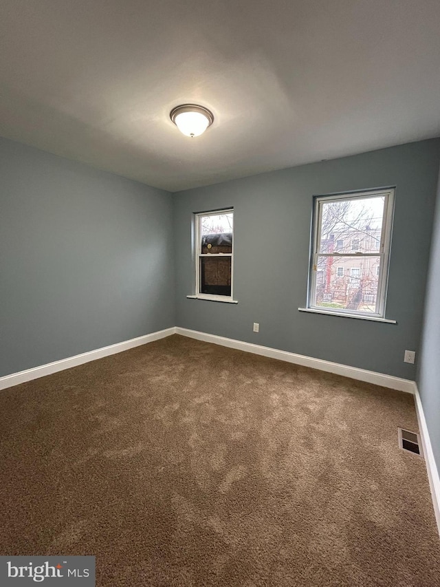 spare room featuring carpet flooring and a healthy amount of sunlight