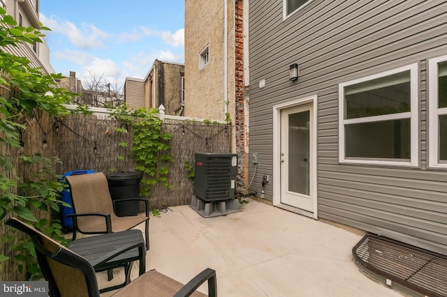 view of patio / terrace featuring central AC