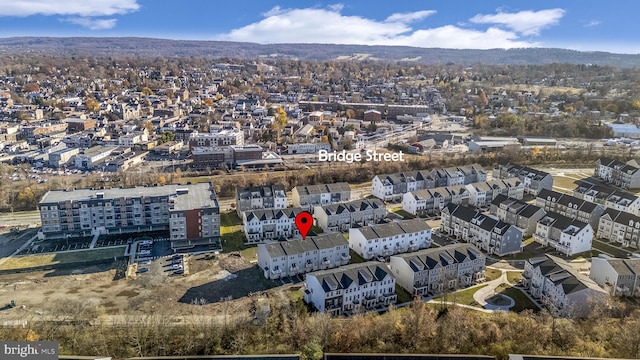 drone / aerial view with a mountain view