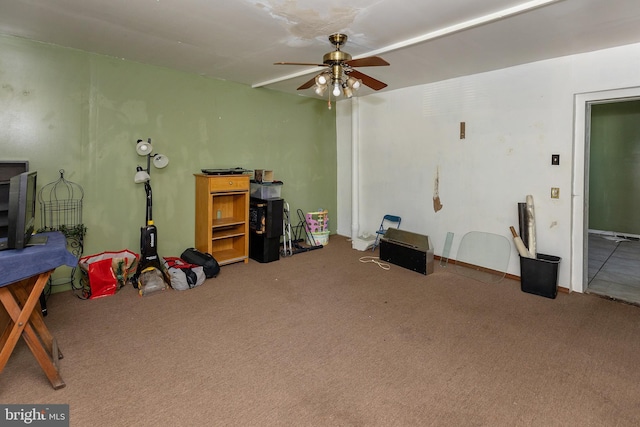 1137 Sycamore St, Camden, NJ 08103 - game room with carpet flooring and a ceiling fan