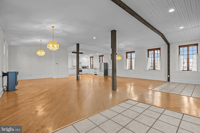 interior space featuring an inviting chandelier