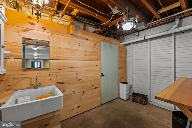 interior space with wood walls