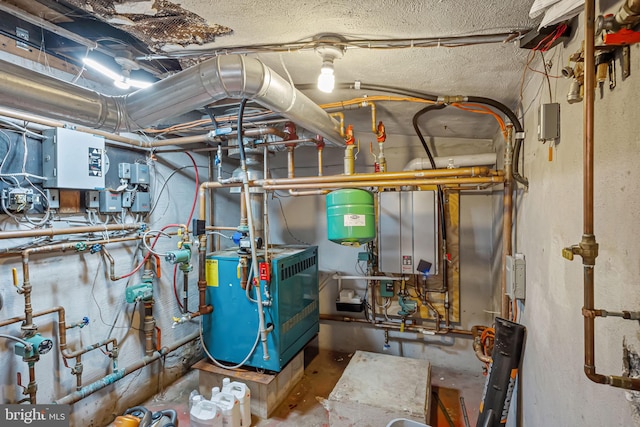 utility room with tankless water heater