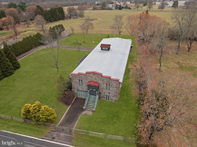 aerial view featuring a rural view