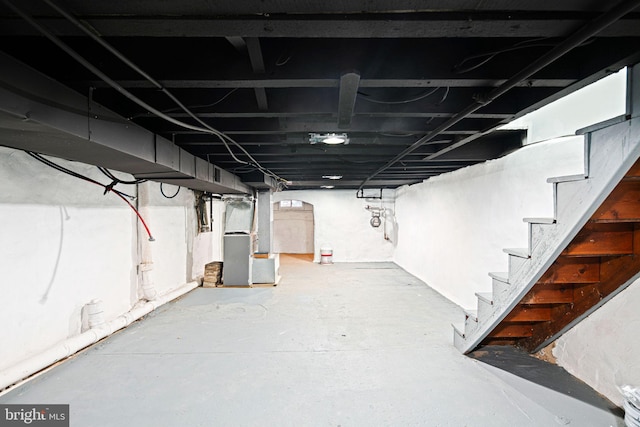 basement with heating unit