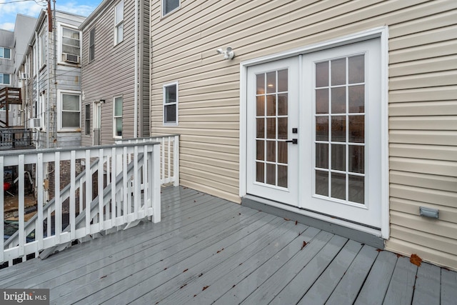 wooden deck with french doors