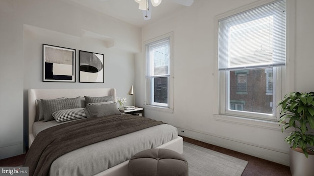 bedroom featuring ceiling fan