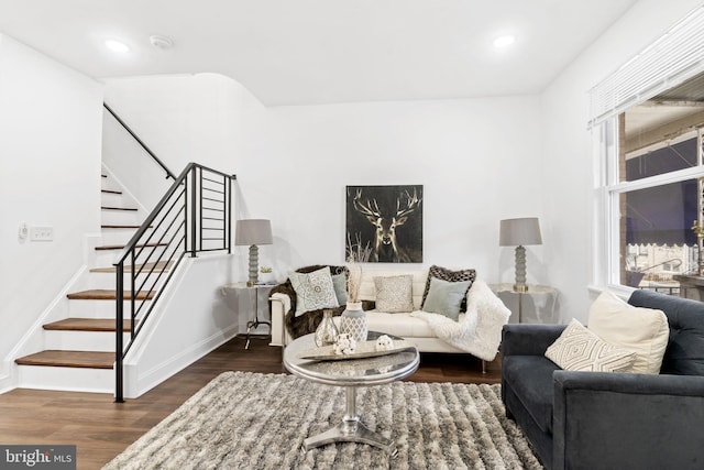 living room featuring dark hardwood / wood-style floors